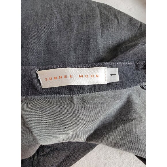 Sunhee Moon Womens Split Neck Shift Tunic Dress/Top Size 1 Gray Half-Sleeve - Picture 3 of 8